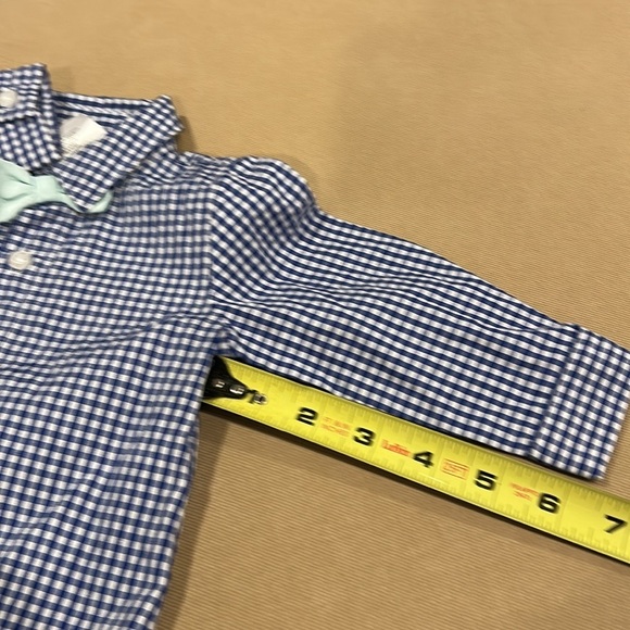 Max & Molly Blue Checkered Shirt with Bow Tie Infant Size 6 Months - Picture 9 of 10